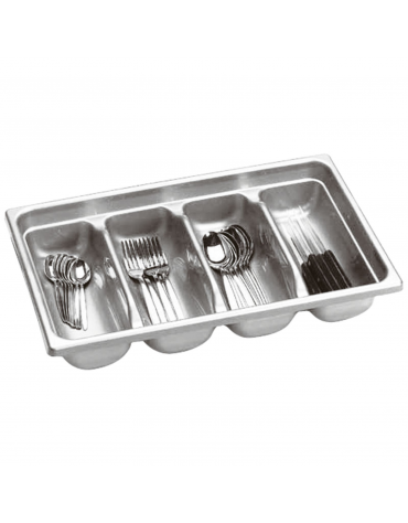 Porta posate rettangolare in polietilene - colore grigio - cm 32,5x53x10h