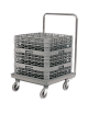 Carrello per cestelli lavastoviglie in acciaio inox con base in polipropilene e maniglione - portata Kg 10 - cm 54x54x75h
