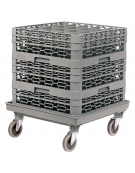 Carrello senza maniglione per cestelli lavastoviglie in acciaio inox con base in polipropilene - portata Kg 8,5 - cm 54x54