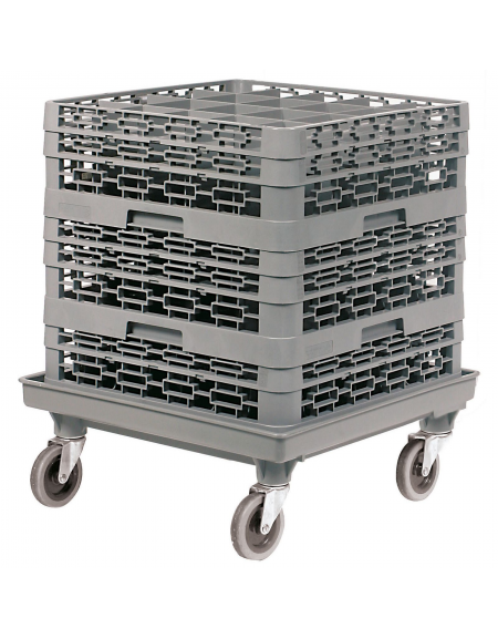 Carrello senza maniglione per cestelli lavastoviglie in acciaio inox con base in polipropilene - portata Kg 8,5 - cm 54x54