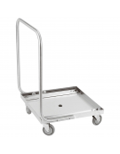 Carrello per cestelli lavastoviglie in acciaio inox con manico estraibile e tappo di scarico - portata Kg 60 - cm 55x55x9h