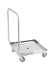 Carrello per cestelli lavastoviglie in acciaio inox con manico estraibile e tappo di scarico - portata Kg 60 - cm 55x55x9h
