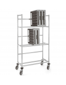 Carrello 3 livelli per cestelli lavastoviglie in acciaio inox - carico verticale per 24 cestelli - cm 100x50x178,5h