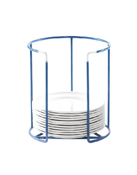 Portapiatti da banco in filo metallico rivestito in rilsan - colore blu - diametro cm 22 - altezza cm 30