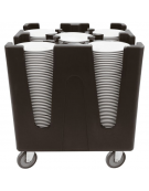 Carrello portapiatti in polietilene con 4 divisori regolabili - portata kg 28 - capienza 180/480 piatti - cm 73x73x82h