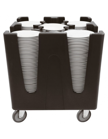 Carrello portapiatti in polietilene con 4 divisori regolabili - portata kg 28 - capienza 180/480 piatti - cm 73x73x82h