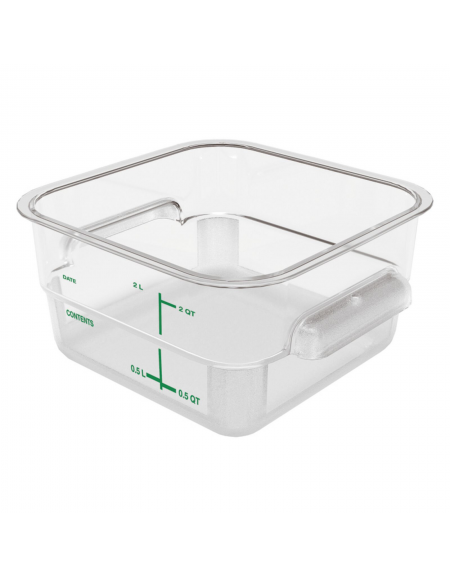 Contenitore quadrato per alimenti in policarbonato trasparente - capacità Lt. 1,9 - cm 18x18x9,6h