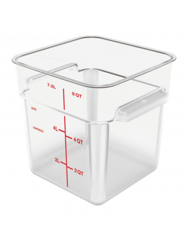 Contenitore quadrato per alimenti in policarbonato trasparente - capacità Lt. 7,6 - cm 22x22x22,8h
