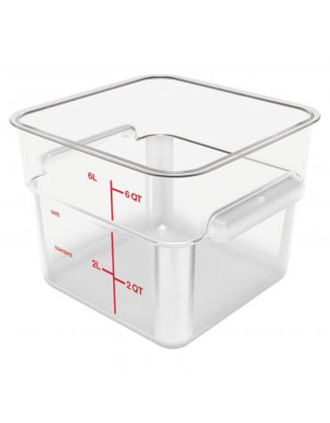 Contenitore quadrato per alimenti in policarbonato trasparente - capacità Lt. 5,7 - cm 22x22x18,6h