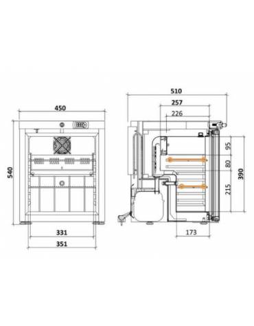 Frigorifero per farmaci piccolo con datalogger e porta a vetro - Capacità Lt 30 - Conforme alla farmacopea - cm 45x47x54h