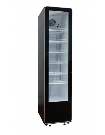 Vetrina bevande slim refrigerata statica con ventilazione assistita +2 / +12° C - Lt 313 - 4 ruote girevoli - mm 440x675x1880h
