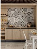 Scaffalatura retrobanco in legno per panetteria panificio con una cesta grande , una cesta media e una cesta piccola - cm 75x55x