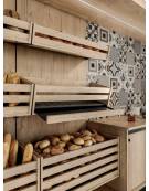 Scaffalatura retrobanco in legno per panetteria panificio con 1 cesta grande , 1 cesta media ed 1 cesta piccola-cm 100x55x240h