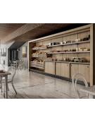 Scaffalatura retrobanco in legno per panetteria panificio con una cesta grande , una cesta media e 2 ripiani - cm 100x55x240h