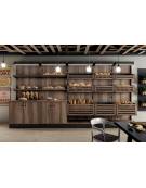 Scaffalatura retrobanco in legno per panetteria panificio con una cesta grande , una cesta media e 2 ripiani - cm 100x55x240h
