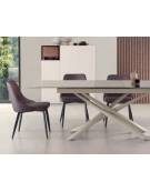 Tavolo rettangolare per interni, in metallo verniciato, piano allungabile in cristallo - cm 180/220x90x76h