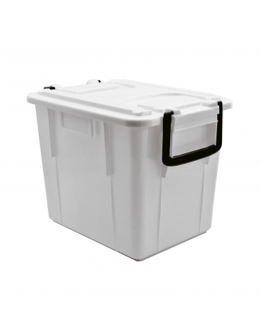 Contenitore per stoccaggio alimenti in polipropilene con coperchio - colore bianco - capacità Lt. 20 - cm 38x28x30h