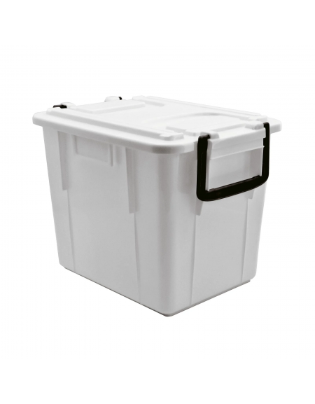 Contenitore per stoccaggio alimenti in polipropilene con coperchio - colore bianco - capacità Lt. 20 - cm 38x28x30h