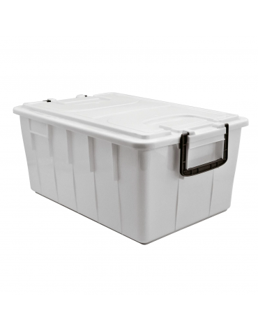 Contenitore per stoccaggio alimenti in polipropilene con coperchio - colore bianco - capacità Lt. 40 - cm 58x38x26h