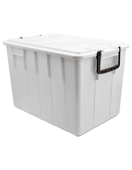 Contenitore per stoccaggio alimenti in polipropilene con coperchio - colore bianco - capacità Lt. 60 - cm 58x38x38h