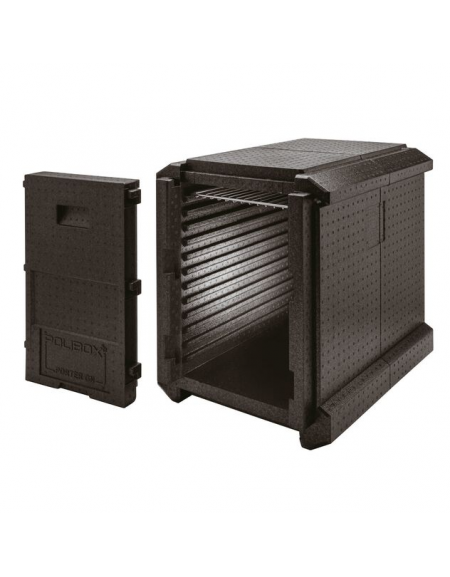 Contenitore isotermico GN1/1 in polipropilene con apertura frontale - 12 guide - Capacità Lt. 83 - cm 65x50x61h