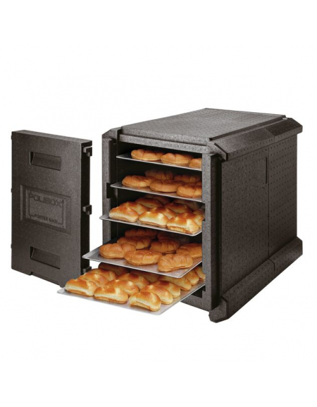 Contenitore isotermico per teglie cm 60x40 in polipropilene con apertura frontale - 9 guide - Lt. 128 - cm 72x60x63h