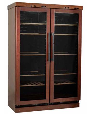 Cantinetta per vini statica in legno a 2 porte N° 116+116 Bottiglie vino da cl 75 - temperatura +6° +16° C / +6° +16° C - cm 127