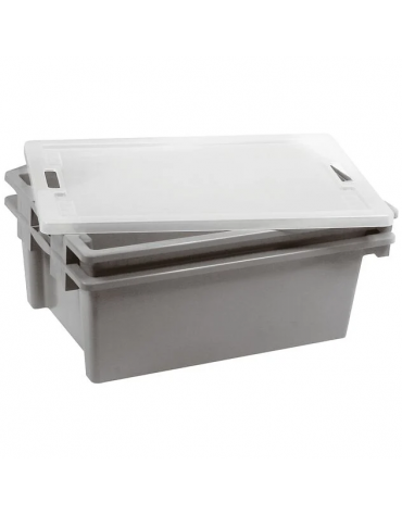 Contenitore salvaspazio impilabile con coperchio in polipropilene - cm 66x45x23h