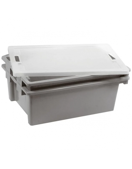 Contenitore salvaspazio impilabile con coperchio in polipropilene - cm 66x45x23h