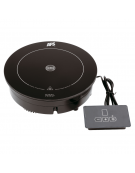 Piastra a induzione Ø cm 24 con supporto in metallo, inserto in legno e cornice inox - potenza Watt 900 - cm 35,4x32,5x19h