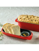 Casseruola bassa 2 maniglie rettangolare per pane in ghisa smaltata - colore rosso - capacità Lt. 2,13 - cm 13x31x10h