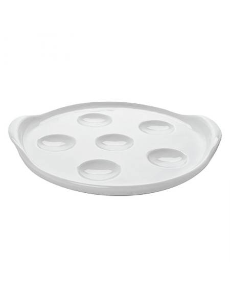 Tegame tondo per lumache in porcellana - colore bianco - diametro cm 19