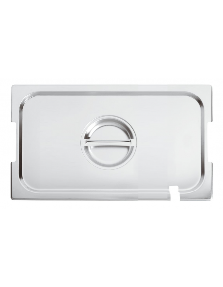 Coperchio in acciaio inox per bacinelle GN 1/3 con spacchi maniglie e mestolo - mm 325x180