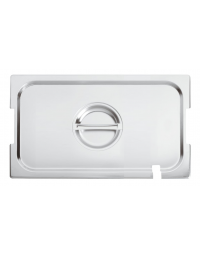 Coperchio in acciaio inox per bacinelle GN 1/3 con spacchi maniglie e mestolo - mm 325x180