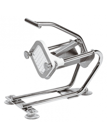 Taglia patate/patatine salvaspazio in acciaio inox con base con ventose - taglio mm 10 - cm 28x11x16,5h