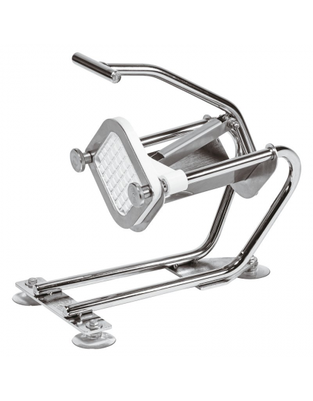 Taglia patate/patatine salvaspazio in acciaio inox con base con ventose - taglio mm 10 - cm 28x11x16,5h