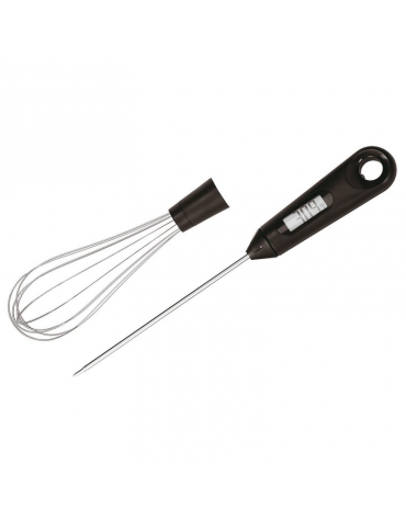 Termometro digitale con frusta in acciaio inox e ABS - range -30+300°C - lunghezza cm 30