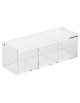 Contenitore espositore con coperchio in PMMA trasparente - 3 scomparti da cm 8,5x8 cad. - dimensione tot. cm 27,5x10,5x9,5