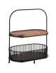 Set alzata 2 piani in metallo nero con 2 cesti e 2 assi in legno di acacia - cm 31x17x38h