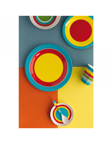 Piatto fondo tondo in melamina - multicolore - diametro cm 17 - altezza cm 4
