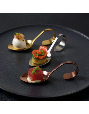 Cucchiaio monoporzione gourmet in acciaio inox - colore oro - cm 13,5x4,5x4,5h