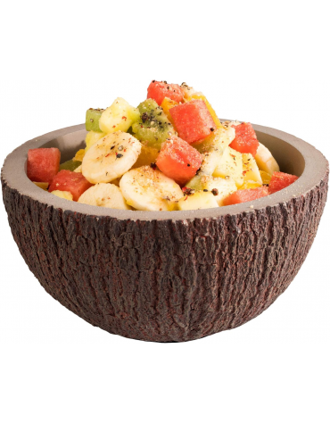 Ciotola insalatiera in cemento - effetto noce di cocco - capacità Lt. 2,2 - diametro cm 23 - altezza cm 12,5