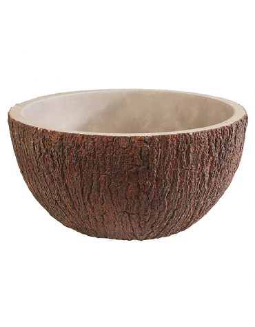 Ciotola insalatiera in cemento - effetto noce di cocco - capacità Lt. 2,2 - diametro cm 23 - altezza cm 12,5
