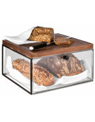 Tagliere rettangolare in legno color noce per alzate DN25884 e DN25887 - cm 35,4x32,5x3,5h