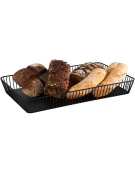 Cesto pane GN 1/1 in filo di metallo nero con piedini antiscivolo - cm 53x32,5x7,5h
