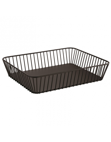 Cesto pane GN 1/2 in filo di metallo nero con piedini antiscivolo - cm 32,5x26,5x7,5h