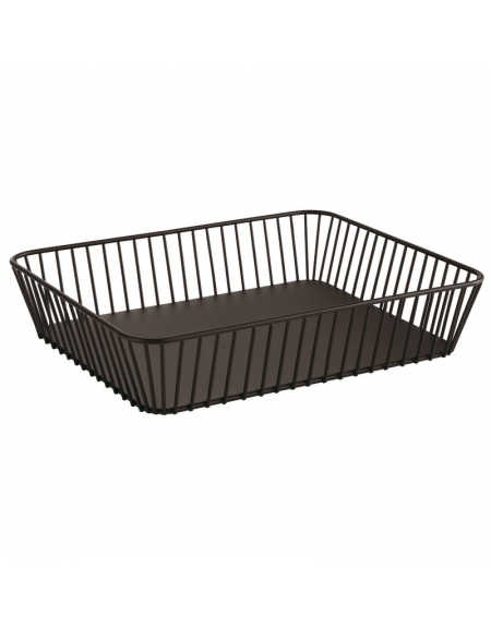 Cesto pane GN 1/2 in filo di metallo nero con piedini antiscivolo - cm 32,5x26,5x7,5h