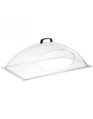 Coperchio rettangolare con apertura frontale in SAN trasparente per cesto pane DN51552 - cm 54x33x20h