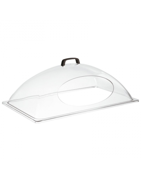 Coperchio rettangolare con apertura frontale in SAN trasparente per cesto pane DN51552 - cm 54x33x20h