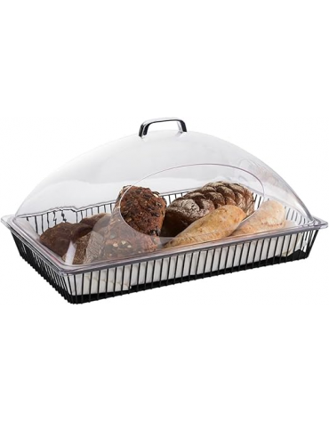 Coperchio rettangolare con apertura frontale in SAN trasparente per cesto pane DN51552 - cm 54x33x20h